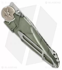 Dew Hara Custom Kabuto Folder Knife Green/Tan (3.5" Mirror) Japan -Avokelavavat Sales Store dew hara kabuto blue tan side jm