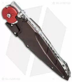 Dew Hara Custom Kabuto Folder Knife Brown/Red (3.5" Mirror) Japan -Avokelavavat Sales Store dew hara kabuto brn rd side