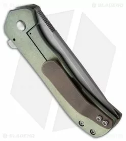 Doc Shiffer Knives Doc Shiffer Slim Line Recon Tank Knife Green Titanium Flipper (3" Bead Blast) -Avokelavavat Sales Store doc shiffer slim line recon tank gr 2013 side