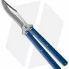 Sam Eddleman Bowie Balisong Knife Blue G-10 (4.25" Acid Wash/Satin)