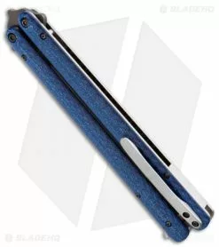 Sam Eddleman Weehawk Tanto Balisong Butterfly Knife Blue Twill Carbon Fiber -Avokelavavat Sales Store eddleman blue twill cf ball side