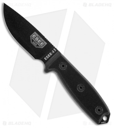 ESEE Knives ESEE-3MIL-P-BLK Knife Black G-10 & MOLLE Back (3.88" Black) 3 ESEE Knives ESEE-3MIL-P-BLK Knife Black G-10 & MOLLE Back (3.88" Black)