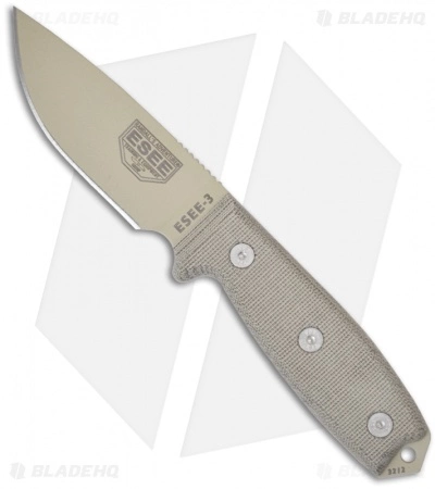 ESEE Knives ESEE-3P-DT Knife (3.88" Tan Plain) 3 ESEE Knives ESEE-3P-DT Knife (3.88" Tan Plain)