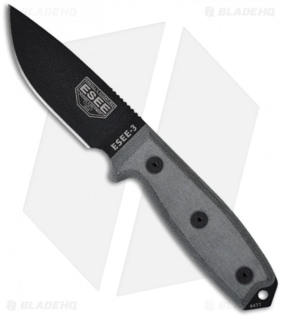 ESEE Knives ESEE-3P-KO Knife (3.88" Black) *No Sheathing* 3 ESEE Knives ESEE-3P-KO Knife (3.88" Black) *No Sheathing*