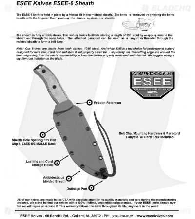 ESEE Knives ESEE-6S-TG Knife Micarta (6.5" Gray Serr) 5 ESEE Knives ESEE-6S-TG Knife Micarta (6.5" Gray Serr) - Image 3