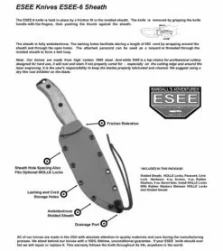 ESEE Knives ESEE-6S-B Knife W/ Black Sheath (6.5" Serr) 9 ESEE Knives ESEE-6S-B Knife W/ Black Sheath (6.5" Serr) -Avokelavavat Sales Store esee 6 sheath details 5