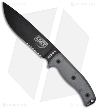 ESEE Knives ESEE-6S-B Knife W/ Black Sheath (6.5" Serr) 3 ESEE Knives ESEE-6S-B Knife W/ Black Sheath (6.5" Serr)