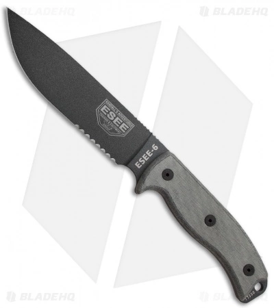 ESEE Knives ESEE-6S-TG Knife Micarta (6.5" Gray Serr) 3 ESEE Knives ESEE-6S-TG Knife Micarta (6.5" Gray Serr)