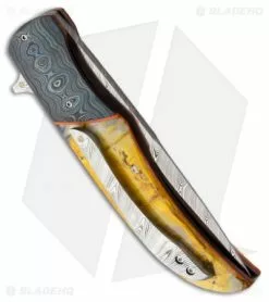 George Muller Knives George Muller LL-BB Flipper Knife Mammoth Molar (3.75" Damascus) -Avokelavavat Sales Store heidelberg south africa ll bb flipper heavy forge damascus yellow mammuth side