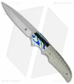 Jason Clark Custom Spear Point Folding Knife Moku-Ti/Silver Twill (3.625" Plain)