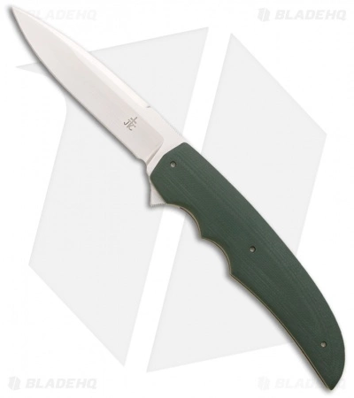 Jason Clark Custom Drop Point Framelock Flipper Green G-10 Knife (3.5" Satin) 3 Jason Clark Custom Drop Point Framelock Flipper Green G-10 Knife (3.5" Satin)