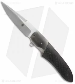 Jason Clark Custom Hybrid Drop Point Flipper Knife Carbon Fiber (3.5" Stonewash)