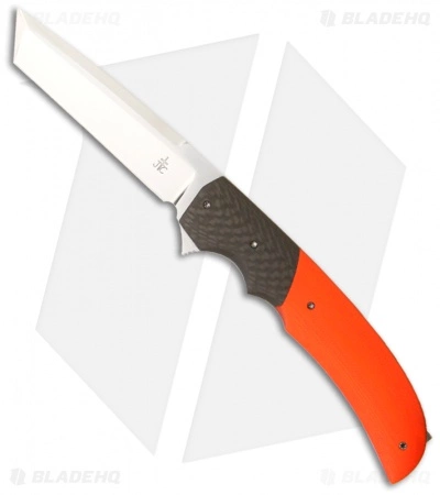Jason Clark Custom Tanto Framelock Orange G10 / Carbon Fiber Knife (3.5" Satin) 3 Jason Clark Custom Tanto Framelock Orange G10 / Carbon Fiber Knife (3.5" Satin)