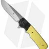 Jason Clark Custom Hunter Flipper Frame Lock Knife CF/Yellow G-10 (3.625" Satin)
