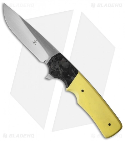 Jason Clark Custom Hunter Flipper Frame Lock Knife CF/Yellow G-10 (3.625" Satin) 3 Jason Clark Custom Hunter Flipper Frame Lock Knife CF/Yellow G-10 (3.625" Satin)