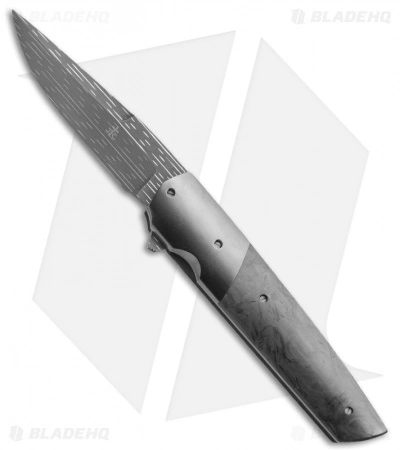 Jason Clark Custom Hybrid Drop Point Flipper Knife Carbon Fiber (3.5" Damascus) 3 Jason Clark Custom Hybrid Drop Point Flipper Knife Carbon Fiber (3.5" Damascus)