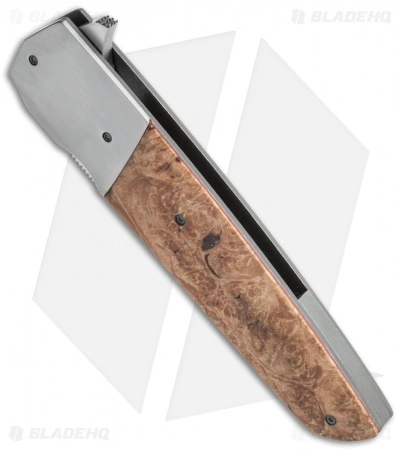 Jason Clark Custom Standard Flipper Knife Maple Burl (3.625" Satin) 4 Jason Clark Custom Standard Flipper Knife Maple Burl (3.625" Satin) - Image 2