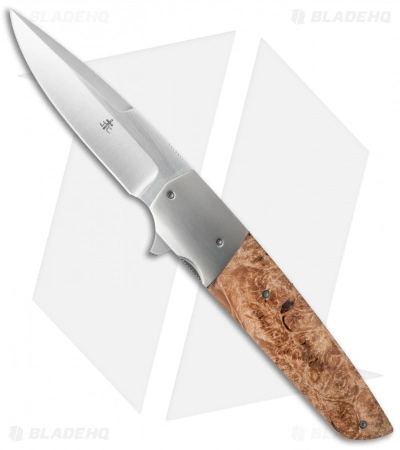 Jason Clark Custom Standard Flipper Knife Maple Burl (3.625" Satin) 3 Jason Clark Custom Standard Flipper Knife Maple Burl (3.625" Satin)
