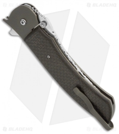 John Kubasek Scimitar Tanto Flipper Knife Lightning Strike CF (4" Hand Satin) 4 John Kubasek Scimitar Tanto Flipper Knife Lightning Strike CF (4" Hand Satin) - Image 2