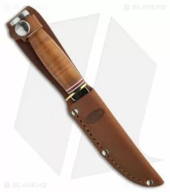Ka-Bar Little Finn Hunter Fixed Blade Knife Leather Handle (3.7" Polish) 1226 -Avokelavavat Sales Store ka bar fixed 1226 little finn sheath