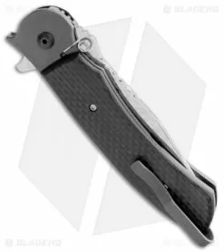 John Kubasek Fighting Tanto Recurve Flipper Knife Carbon Fiber (3.5" Damasteel) -Avokelavavat Sales Store kubasek dama flip cf 4 14 side