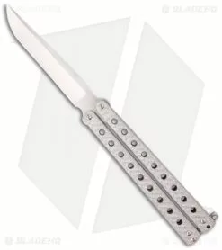 McAhron Custom Balisong Silver Twill CF Tanto Butterfly Knife (4.5" Satin)