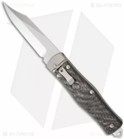 Microtech OSS Cobra Bowie Knife Auto Carbon Fiber (3.75" Stonewash Plain) 137-10