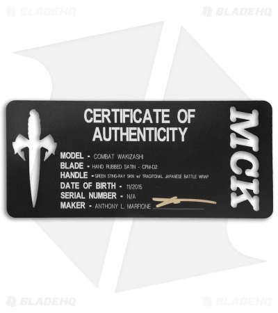 Microtech Marfione Custom Combat Wakizashi Green Rayskin (15.5" Hand Satin D2) 7 Microtech Marfione Custom Combat Wakizashi Green Rayskin (15.5" Hand Satin D2) - Image 5