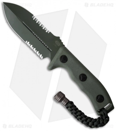 Microtech Crosshair D/E Fixed Blade Knife (5" Green Serr) 101-2GR 3 Microtech Crosshair D/E Fixed Blade Knife (5" Green Serr) 101-2GR