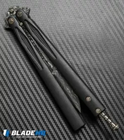 Microtech Marfione Custom Tachyon III Balisong Knife DLC Titanium (4.5" Damascus) 11 Microtech Marfione Custom Tachyon III Balisong Knife DLC Titanium (4.5" Damascus) -Avokelavavat Sales Store microtech tachyon III balisong dlc ti dam bottom cm