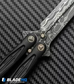 Microtech Marfione Custom Tachyon III Balisong Knife DLC Titanium (4.5" Damascus) 14 Microtech Marfione Custom Tachyon III Balisong Knife DLC Titanium (4.5" Damascus) -Avokelavavat Sales Store microtech tachyon III balisong dlc ti dam detail cm