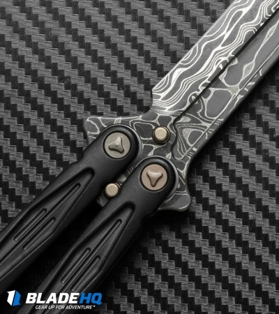 Microtech Marfione Custom Tachyon III Balisong Knife DLC Titanium (4.5" Damascus) 8 Microtech Marfione Custom Tachyon III Balisong Knife DLC Titanium (4.5" Damascus) - Image 6