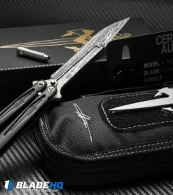 Microtech Marfione Custom Tachyon III Balisong Knife DLC Titanium (4.5" Damascus) 15 Microtech Marfione Custom Tachyon III Balisong Knife DLC Titanium (4.5" Damascus) -Avokelavavat Sales Store microtech tachyon III balisong dlc ti dam sheath cm