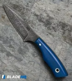 Olamic Cutlery Fixed Blade Neck Knife Blue G-10 (3" Damascus) -Avokelavavat Sales Store olamic cutlery neck knife damascus BHQ 37879 er spine