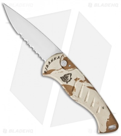Piranha Fingerling Desert Camo Automatic Knife (2.5" Mirror Serr) 3 Piranha Fingerling Desert Camo Automatic Knife (2.5" Mirror Serr)