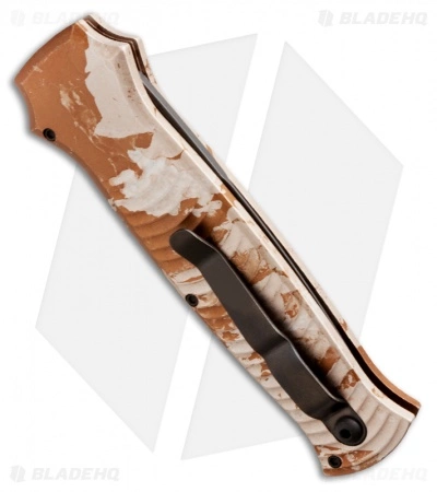 Piranha Bodyguard Automatic Knife Desert Camo (3.3" Black Serr) 4 Piranha Bodyguard Automatic Knife Desert Camo (3.3" Black Serr) - Image 2