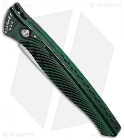 Piranha DNA Automatic Knife Green Marble (3.25" Mirror Serr) 4 Piranha DNA Automatic Knife Green Marble (3.25" Mirror Serr) - Image 2
