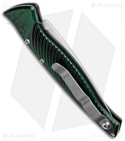 Piranha DNA Automatic Knife Green Marble (3.25" Mirror Serr) 5 Piranha DNA Automatic Knife Green Marble (3.25" Mirror Serr) - Image 3