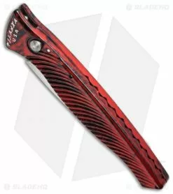 Piranha DNA Automatic Knife Red Marble (3.25" Mirror Serr) -Avokelavavat Sales Store piranha dna mirror plain red bottom cm