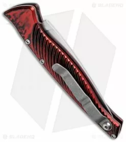 Piranha DNA Automatic Knife Red Marble (3.25" Mirror Serr) -Avokelavavat Sales Store piranha dna mirror plain red side cm