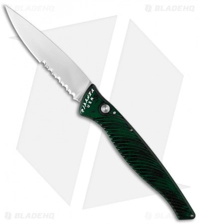 Piranha DNA Automatic Knife Green Marble (3.25" Mirror Serr) 3 Piranha DNA Automatic Knife Green Marble (3.25" Mirror Serr)