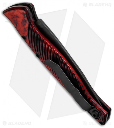 Piranha DNA Automatic Knife Red Marble Tactical (3.25" Black Serr) 5 Piranha DNA Automatic Knife Red Marble Tactical (3.25" Black Serr) - Image 3