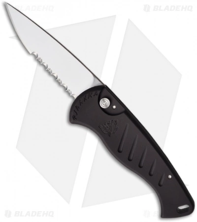 Piranha Fingerling Black Automatic Knife (2.5" Mirror Serr) 3 Piranha Fingerling Black Automatic Knife (2.5" Mirror Serr)