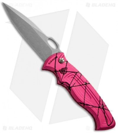 Piranha Hybrid Pink Automatic Knife (3.2" Stonewash Plain) 3 Piranha Hybrid Pink Automatic Knife (3.2" Stonewash Plain)