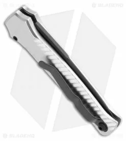 Piranha Mini-Guard Tactical Automatic Knife Silver Aluminum (2.9" Black) -Avokelavavat Sales Store piranha minigaurd silver tactical serr side