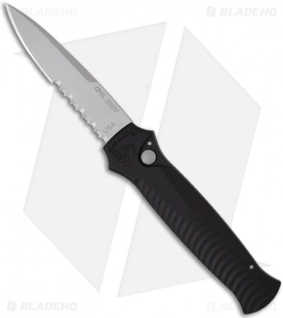 Piranha Mini-Guard Black Automatic Knife (2.9" Stonewash Serr) 3 Piranha Mini-Guard Black Automatic Knife (2.9" Stonewash Serr)