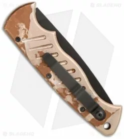 Piranha Automatic Pocket Knife Desert Camo (3.2" Black Plain) -Avokelavavat Sales Store piranha pocket camo tactical back