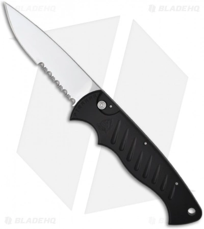 Piranha Black P-1 Pocket Automatic Knife (3.2" Mirror Serr) 3 Piranha Black P-1 Pocket Automatic Knife (3.2" Mirror Serr)