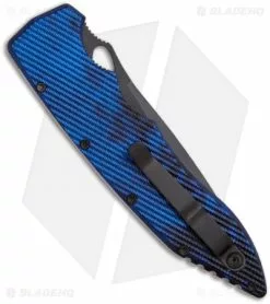 Piranha Predator Blue Tactical Automatic Knife (4.1" Black) -Avokelavavat Sales Store piranha predator blue tactical back