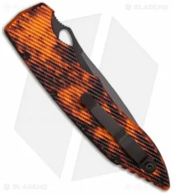 Piranha Predator Orange Tactical Automatic Knife (4.1" Black Plain) -Avokelavavat Sales Store piranha predator orange tactical back